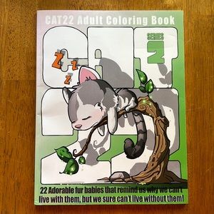 CAT22 ADULT COLORING BOOK Cat Kittens Feline Anime Kawaii Japanese